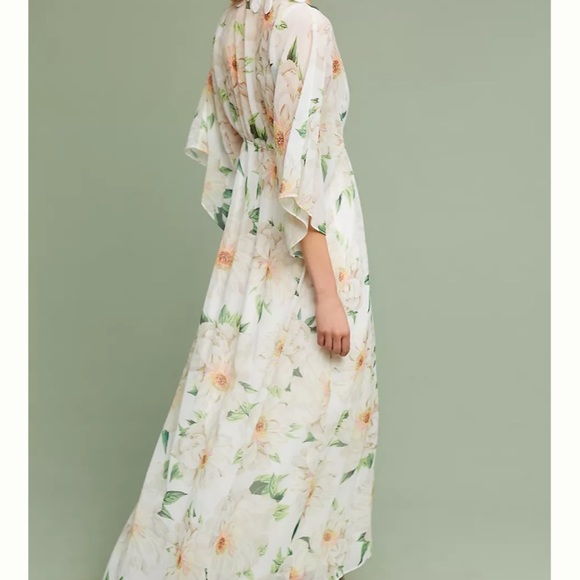 Farm Rio x Anthropologie Dahlia Boho White Chiffon Floral Maxi Dress Size S - Picture 9 of 15